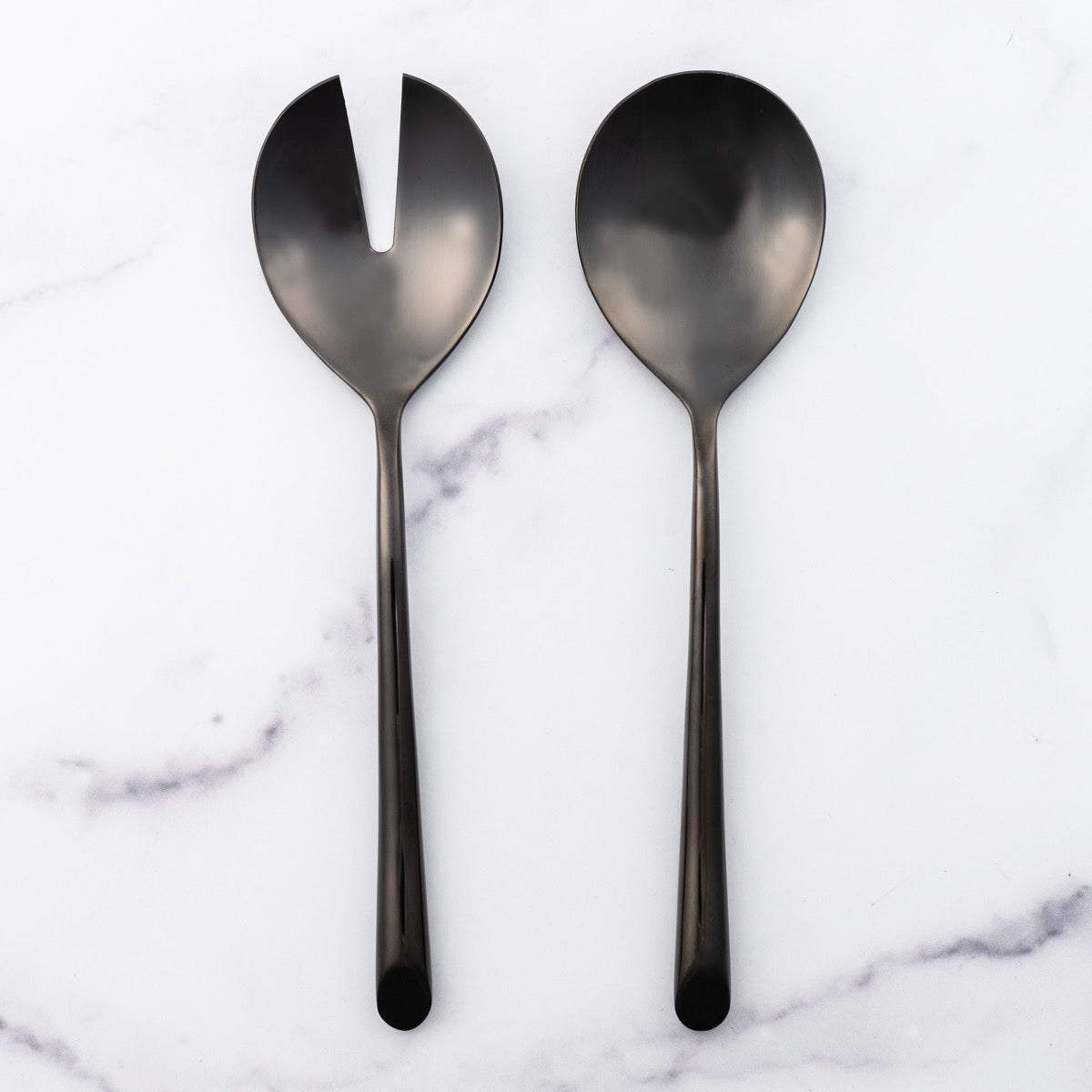 Fork and Spoon Serving Set Black 