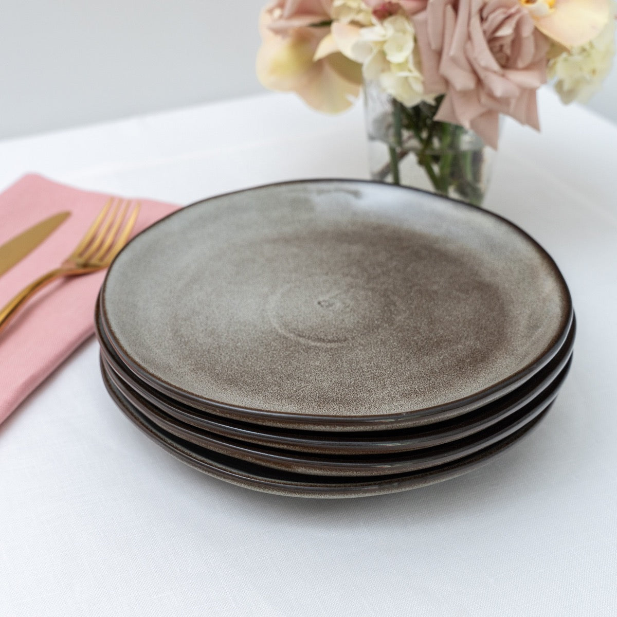 salad plates in natural brown color