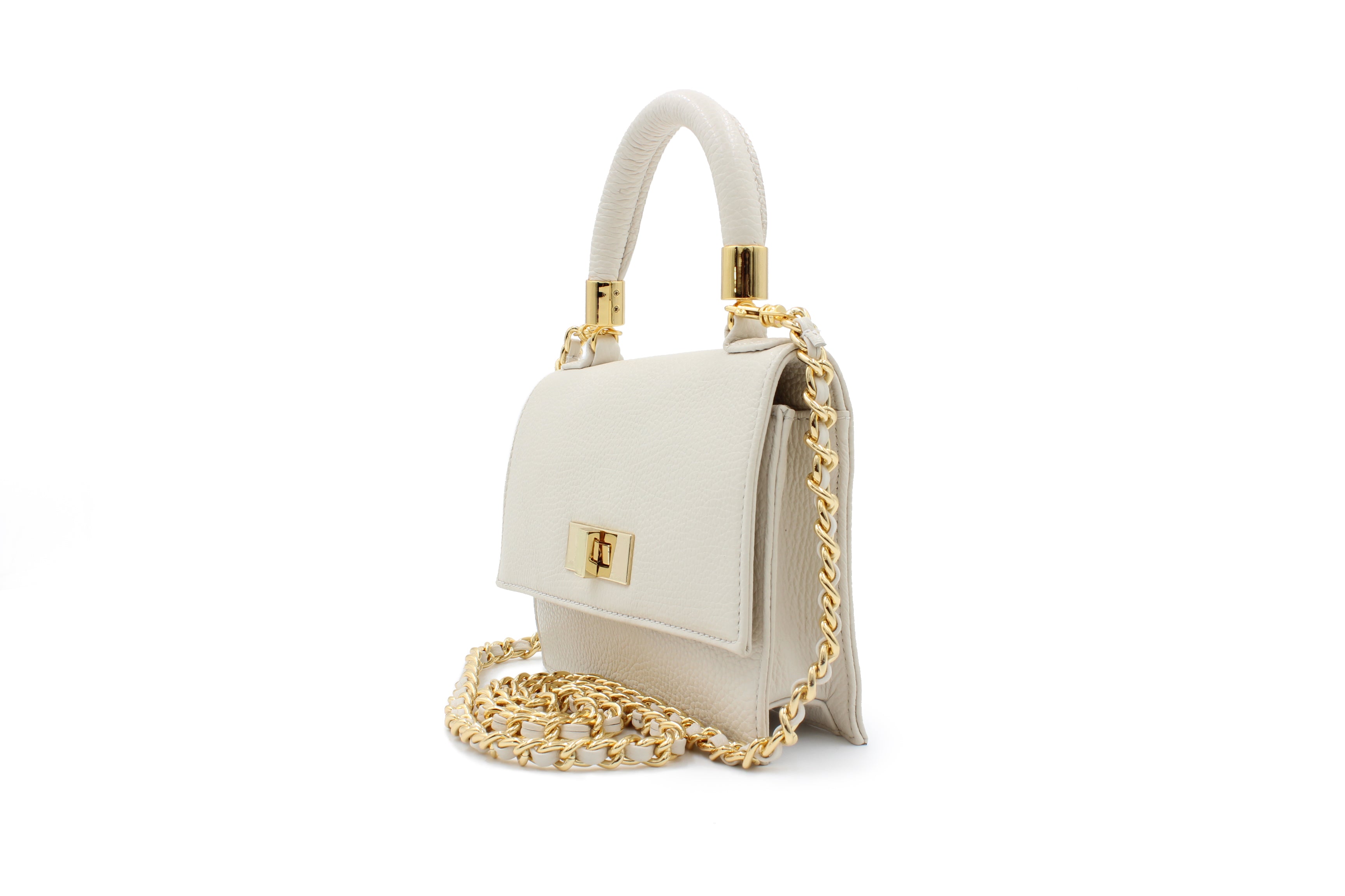 Mini Cloey  - Bone Pebble Leather Bag