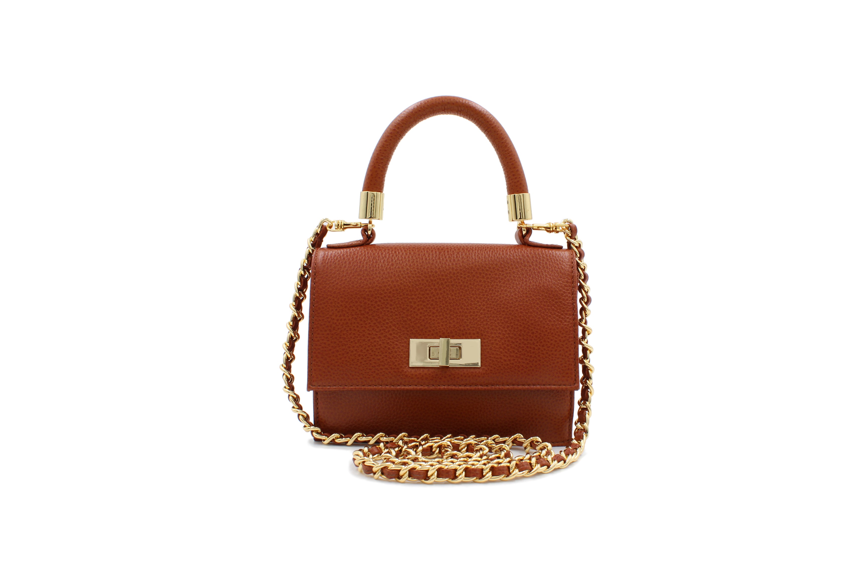Mini Cloey  - Cognac Pebble Leather Bag