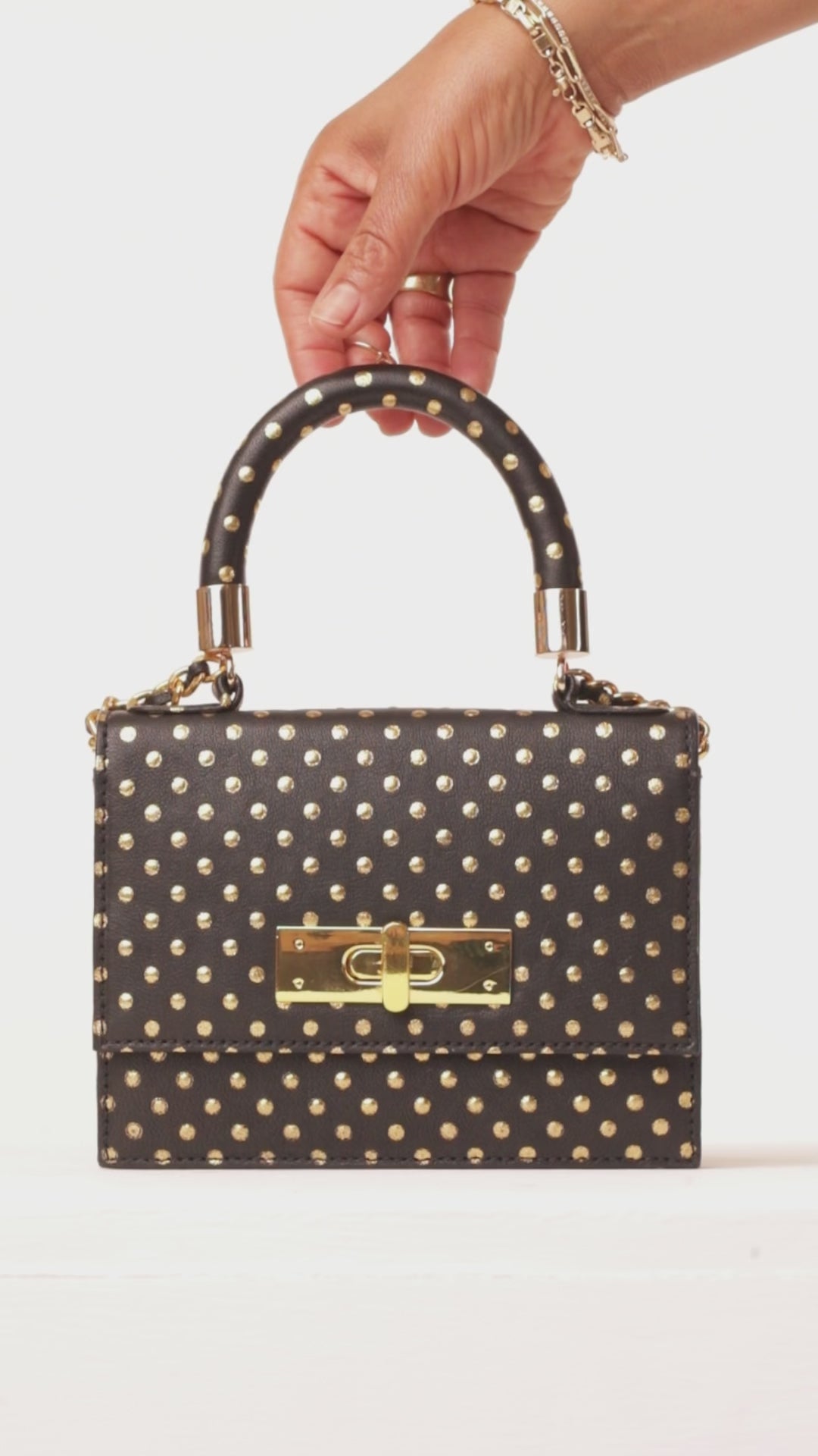 Mini Cloey Dotted Crossbody Bag Black and gold