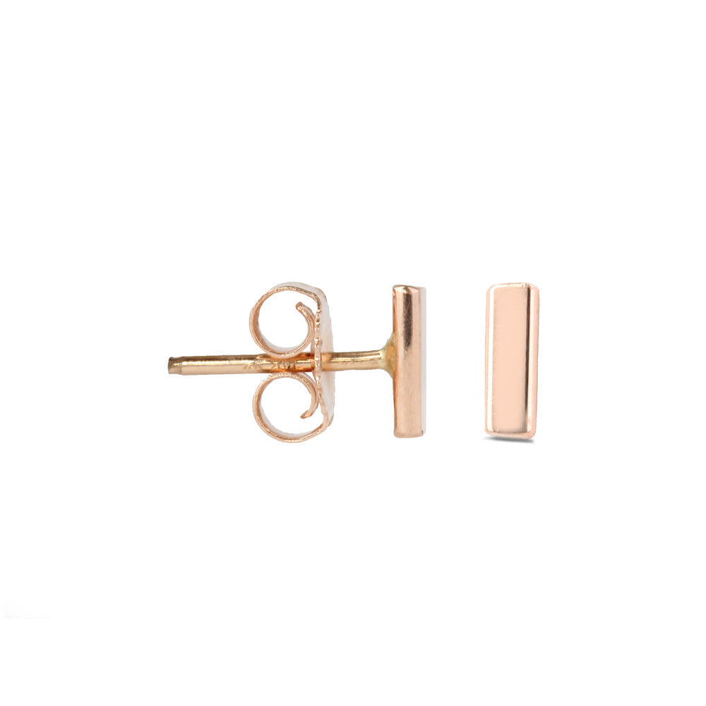 14kt Line Stud Earrings - Rose Gold - SM