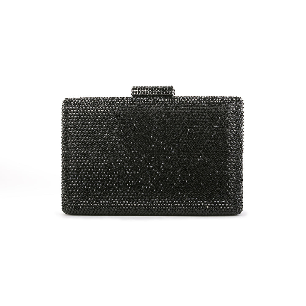 crystal box frame evening clutch - Black