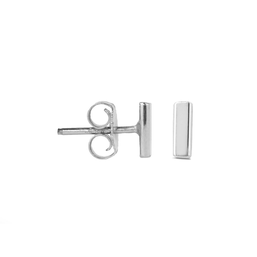14kt Line Stud Earrings - White Gold - SM