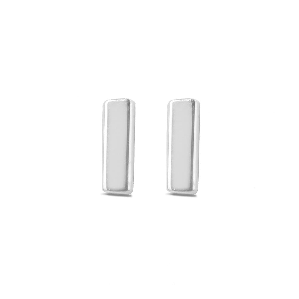 14kt Line Stud Earrings - White Gold - SM