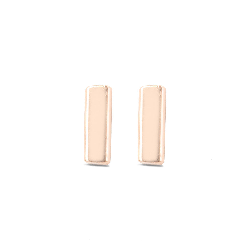 14kt Line Stud Earrings - Rose Gold - SM