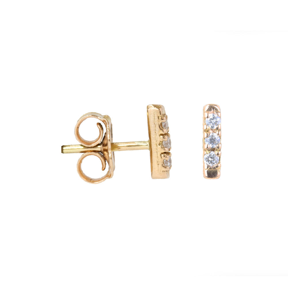 14kt Diamond Line Stud Earrings - Yellow Gold - SM – Onna Ehrlich