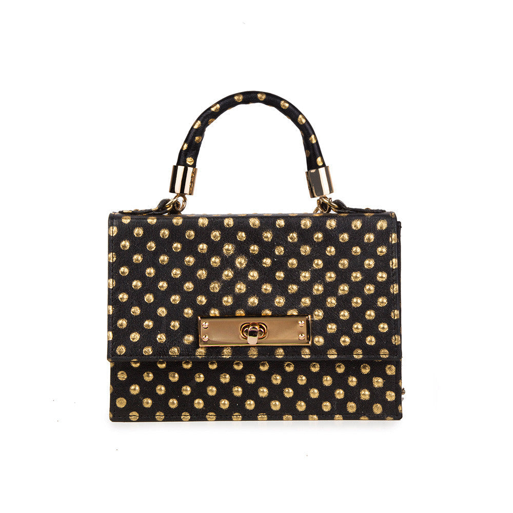 Mini Chloe black and gold dotted leather crossbody – Onna Ehrlich