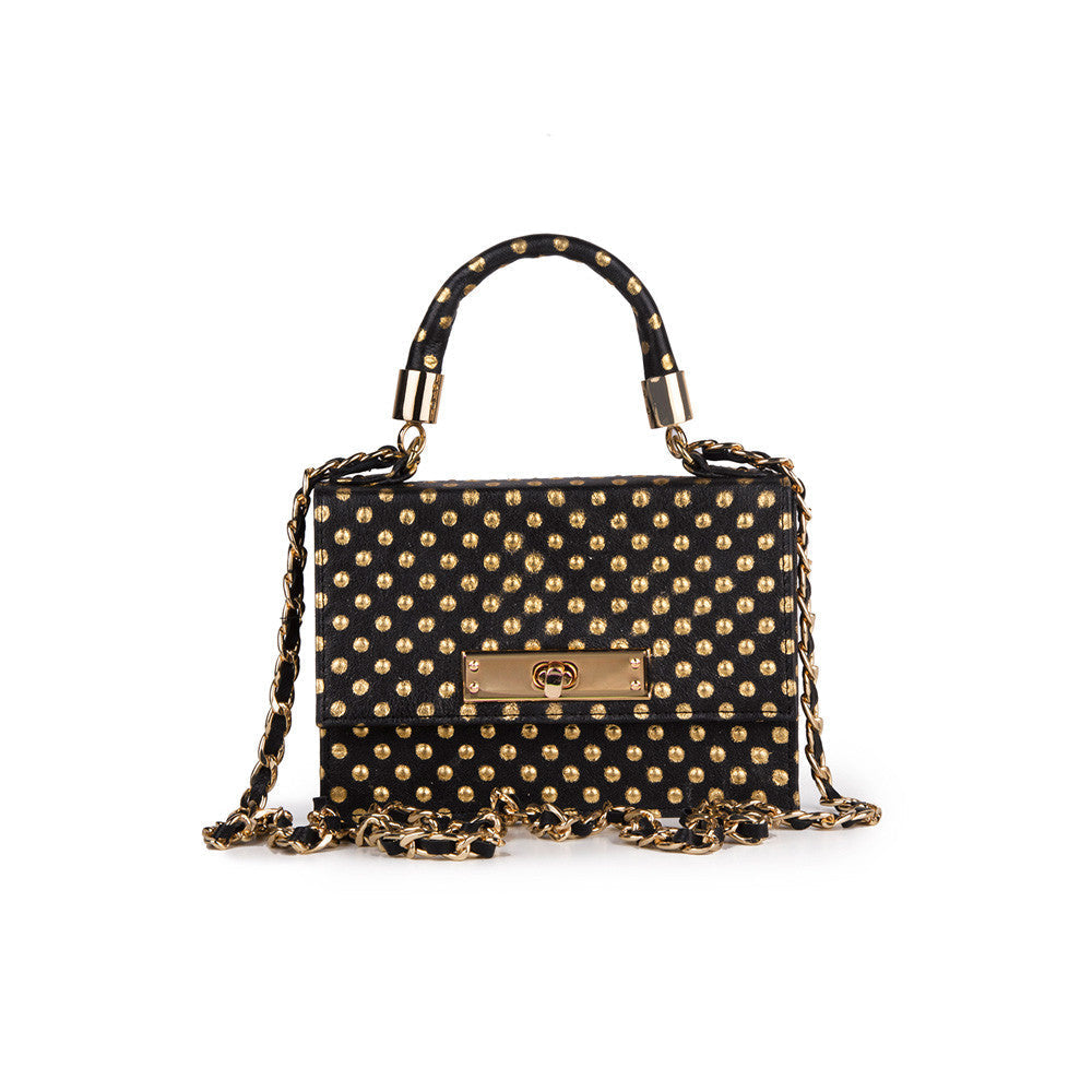 Mini Chloe black and gold dotted leather crossbody – Onna Ehrlich