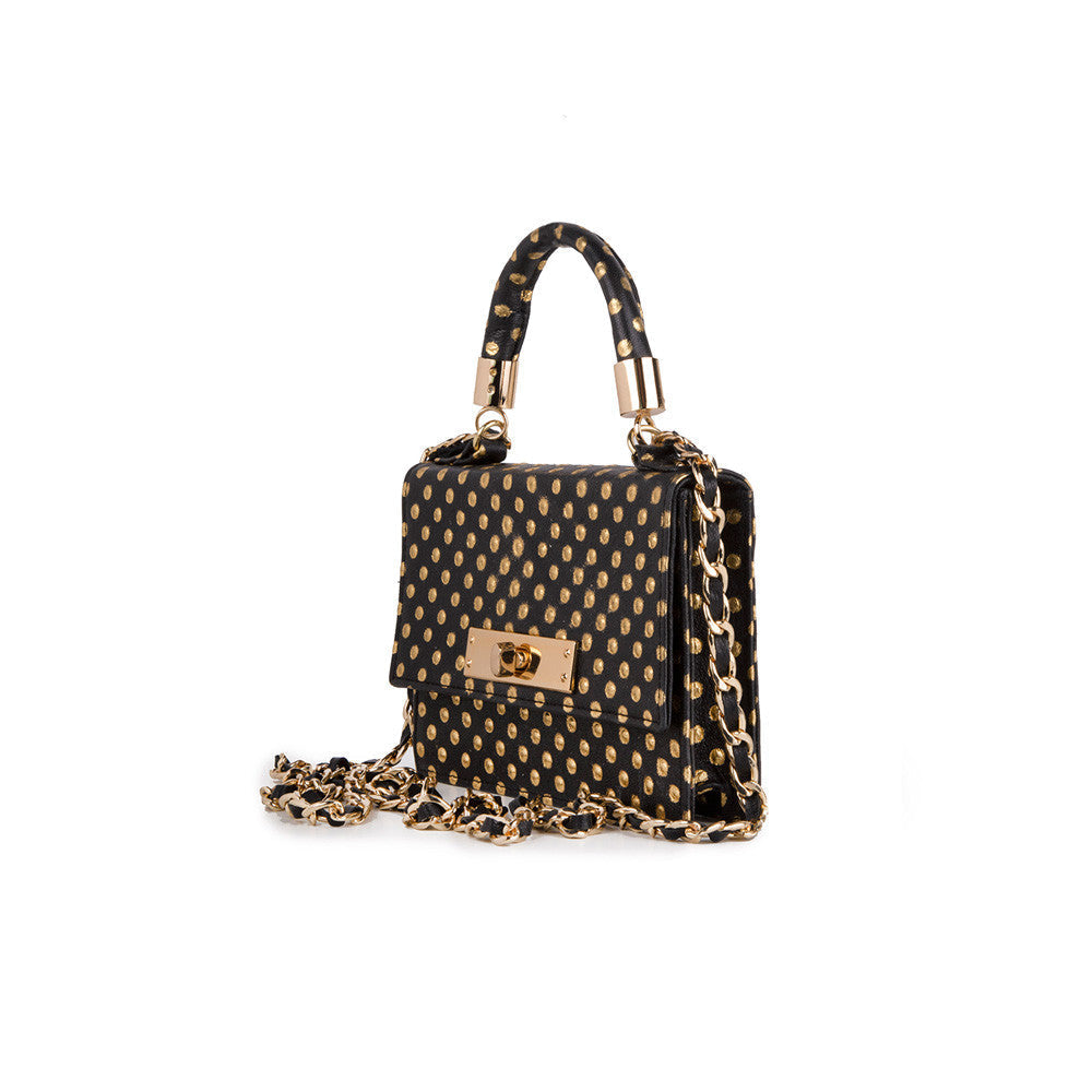 Mini Chloe black and gold dotted leather crossbody – Onna Ehrlich