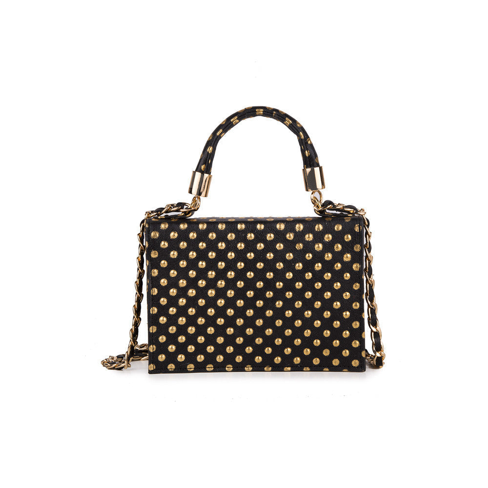Mini Chloe black and gold dotted leather crossbody – Onna Ehrlich