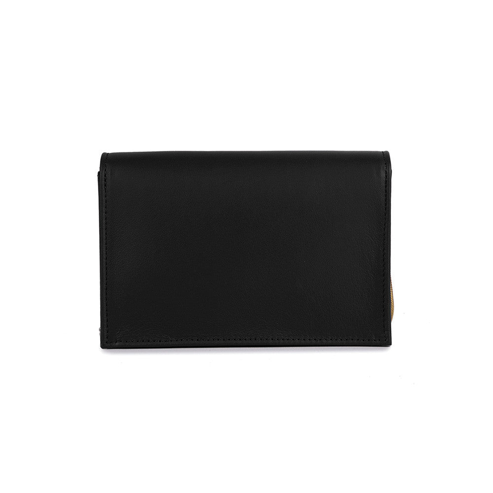 Ruby pebbled black leather handbag by Onna Ehrlich